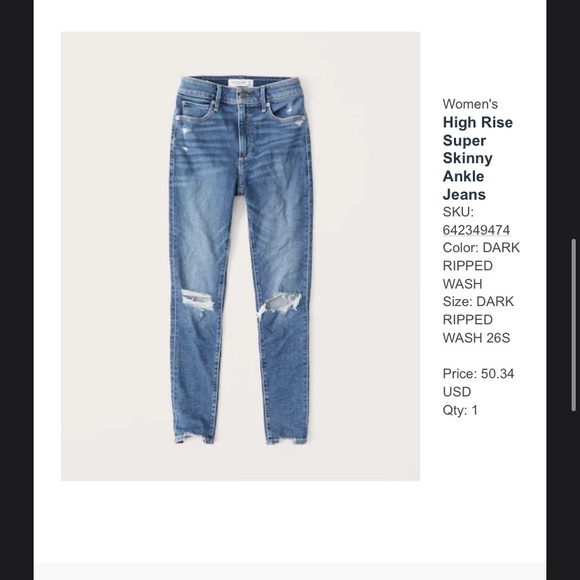 Abercrombie & Fitch High Rise Super Skinny Ankle Jeans - Picture 2 of 5